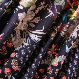 Black Indian Cotton Patchwork Fabric Handmade Printed - Image 3