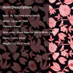 Black Velvet Fabric Floral Print Dress Making Sewing Clothes - Image 5