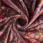 Handmade Brown Velvet Fabric Boho Paisley Print - Image 4