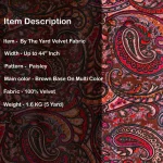 Handmade Brown Velvet Fabric Boho Paisley Print - Image 5