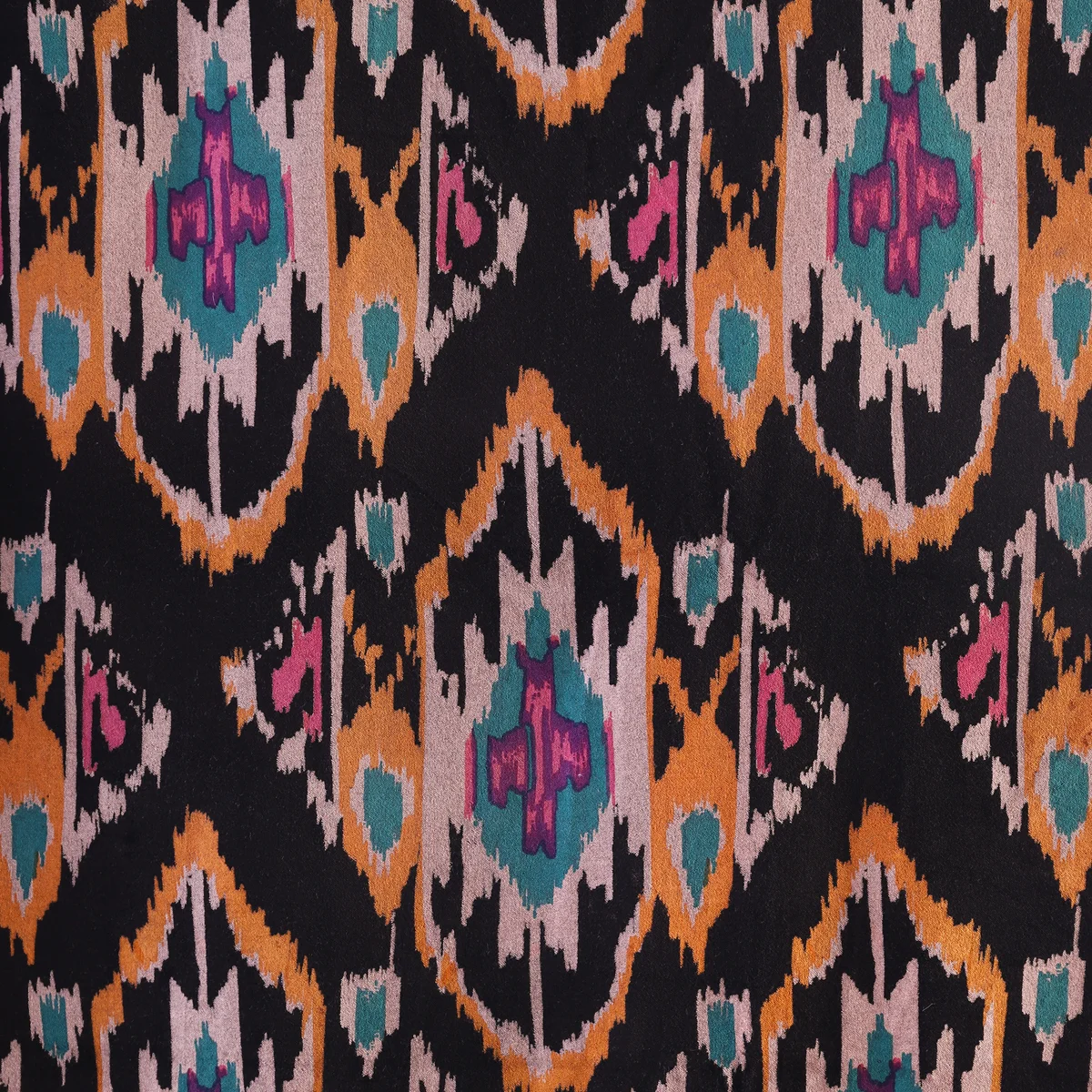 luxury-handmade-jaipur-soft-velvet-fabric-black-ikat-print VF-51 (1) Luxury Handmade Jaipur Soft Velvet Fabric Black Ikat Print - Image 1