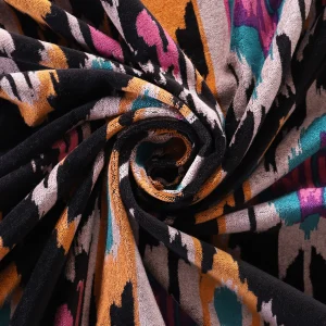 Luxury Handmade Jaipur Soft Velvet Fabric Black Ikat Print - Image 4