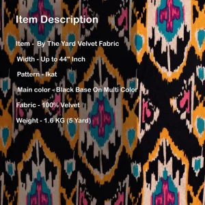 Luxury Handmade Jaipur Soft Velvet Fabric Black Ikat Print - Image 5