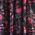 Luxury Jaipur Print Velvet Fabric Black Traditional Bird Floral Print - Image 2