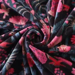 Luxury Jaipur Print Velvet Fabric Black Traditional Bird Floral Print - Image 4