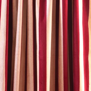Maroon Beige Striped Print Sewing Velvet Fabric 44" - Image 2