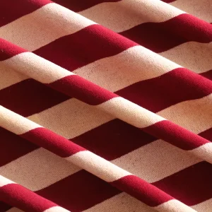Maroon Beige Striped Print Sewing Velvet Fabric 44" - Image 3