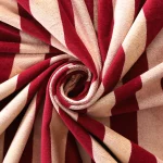 Maroon Beige Striped Print Sewing Velvet Fabric 44" - Image 4