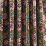 New Green Velvet Fabric Pink Flower Print 44" - Image 2