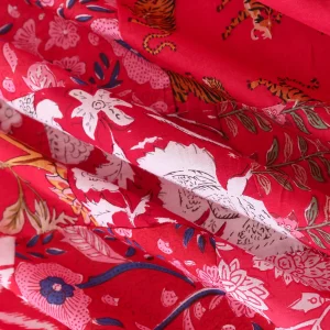 Red Patchwork Cotton Fabric By 5 Yard Block Print - Image 3